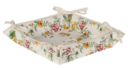 Provencal "coated" bread basket (Moustiers. white x rose)